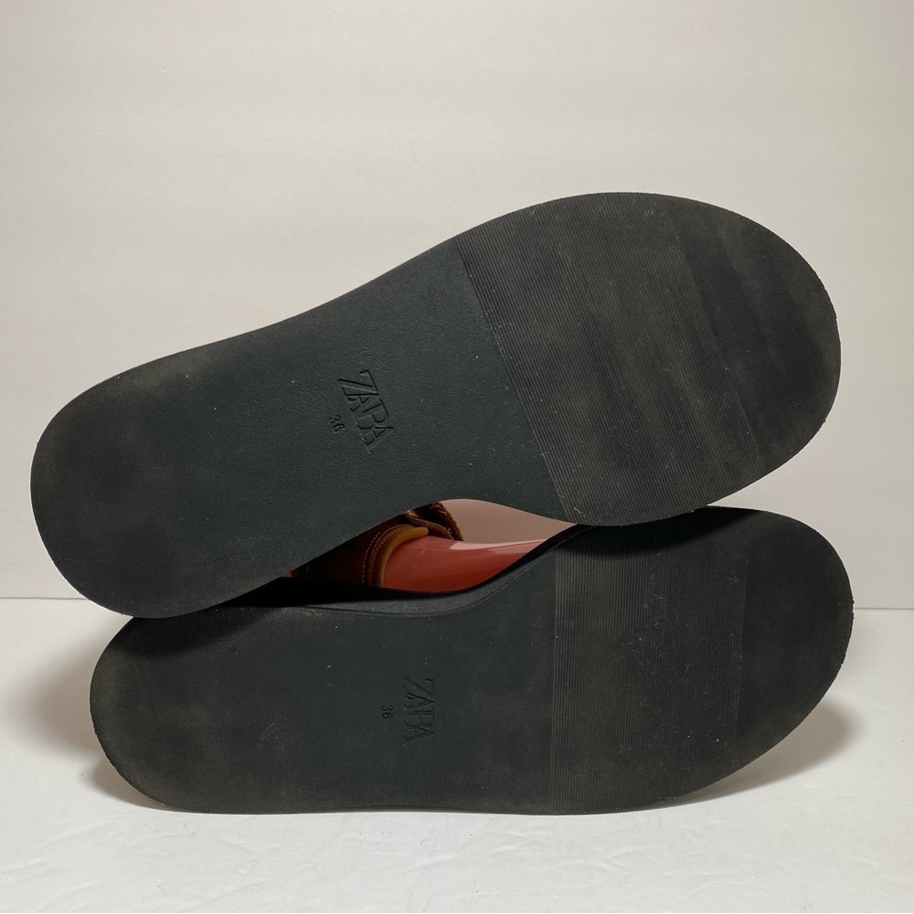 Zara Flat Strappy Dads Sandals Brown Sporty Style Thick Sole Women’s Size 36 - Picture 13 of 16